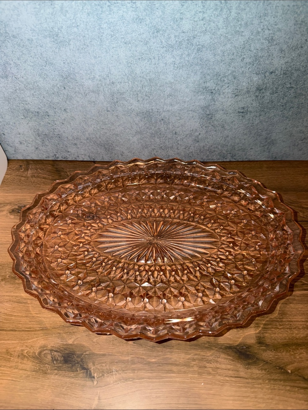 Vintage Pink Pressed Glass Serving Platter